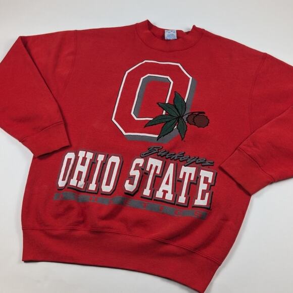 Vintage Ohio State Buckeyes 90s USA Salem Sportswear Red Crewneck Size Large - Picture 2 of 8